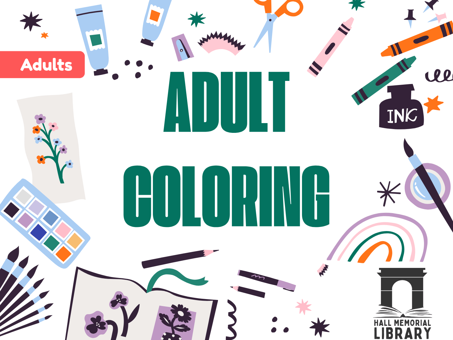 Adult coloring Tuesdays at 10:30 am