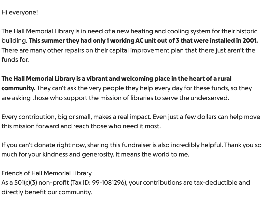 GofundMe information