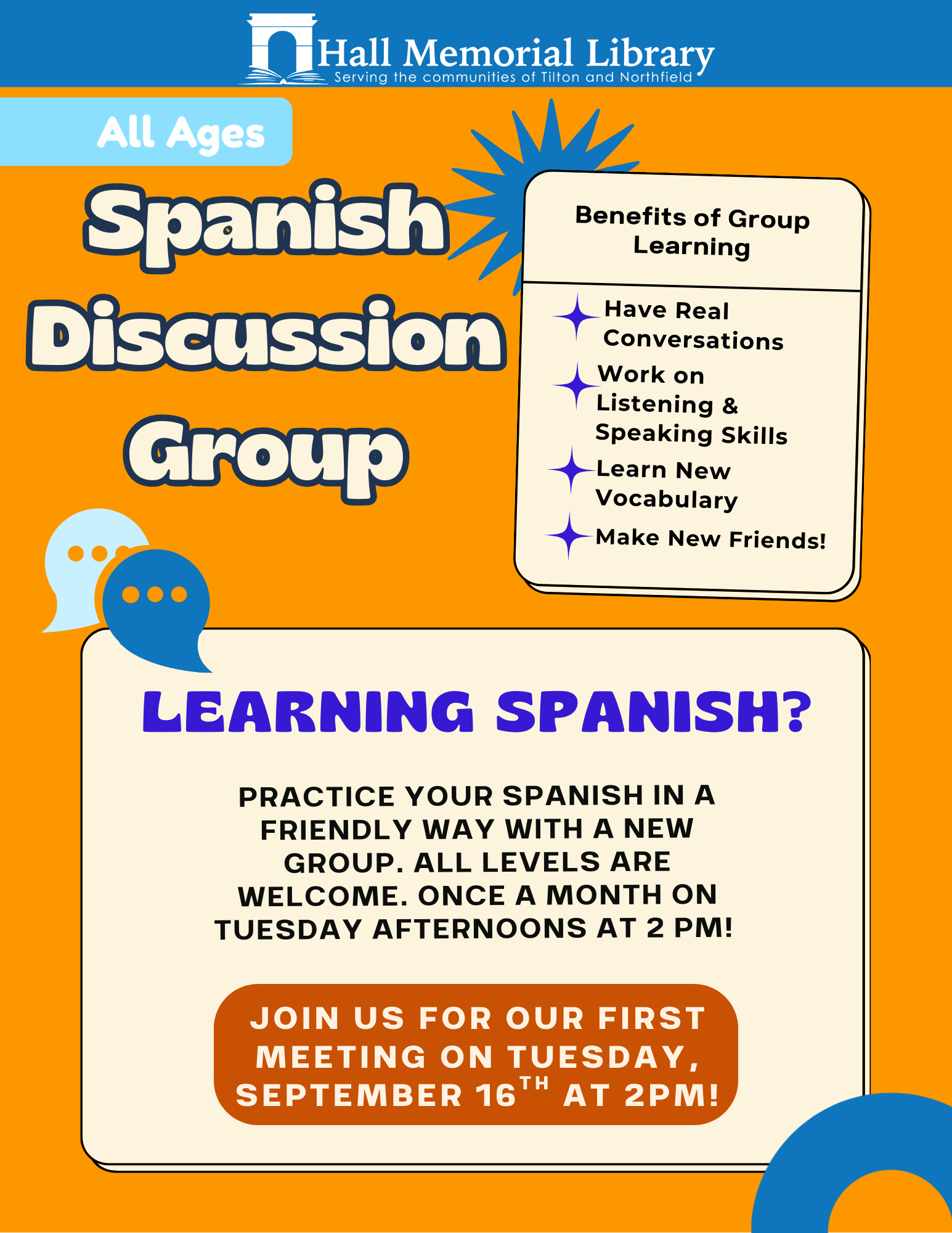 Spanish Group Discussion (Tues 9/16 at 2pm) 