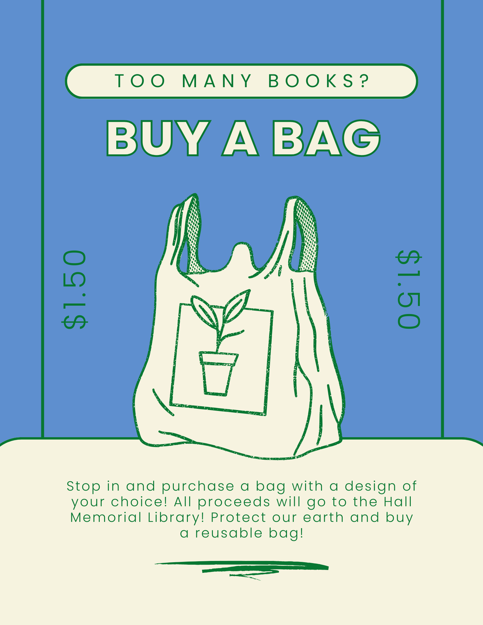 illustraTION OF A PLASTIC BAG, TEXT READS "BUY A BAG"