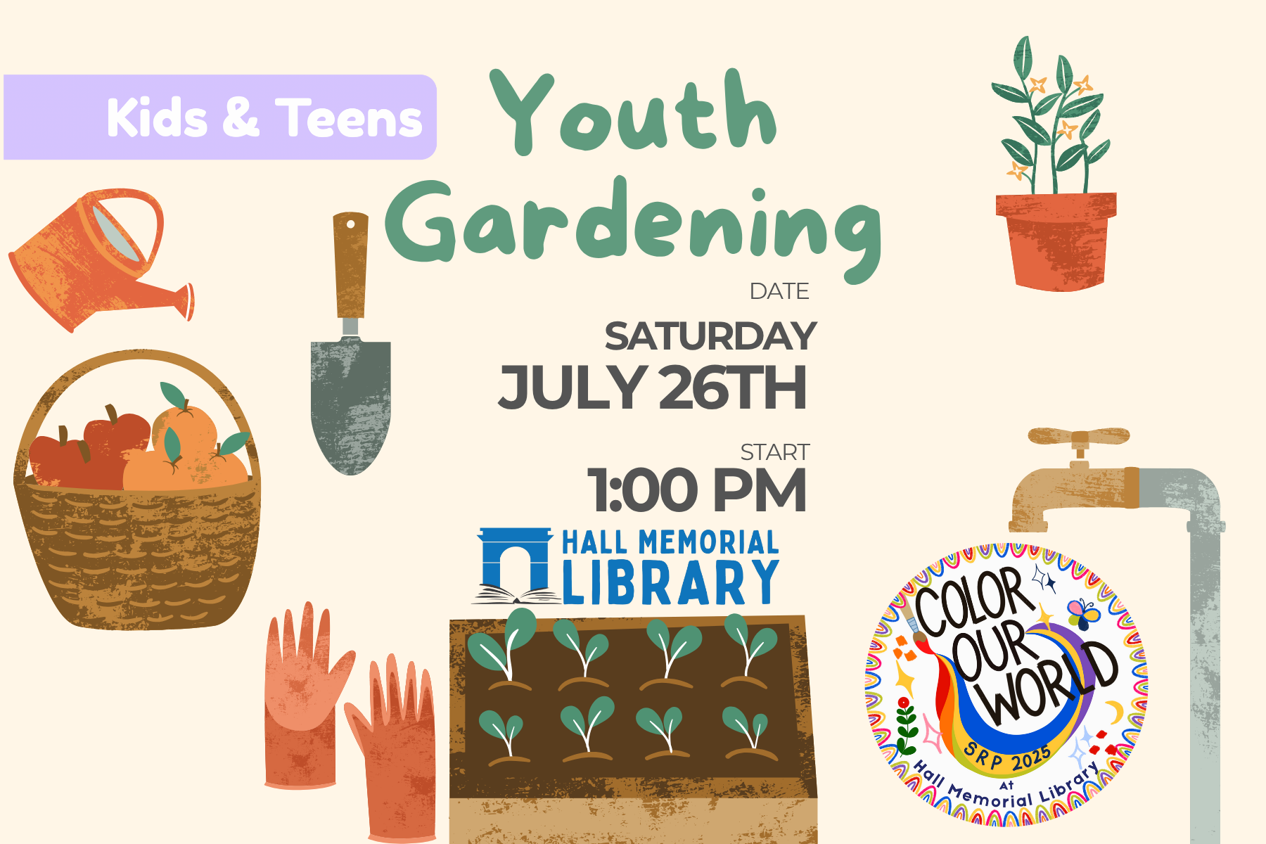 Youth Gardening @ 1pm on Saturday July 26th 