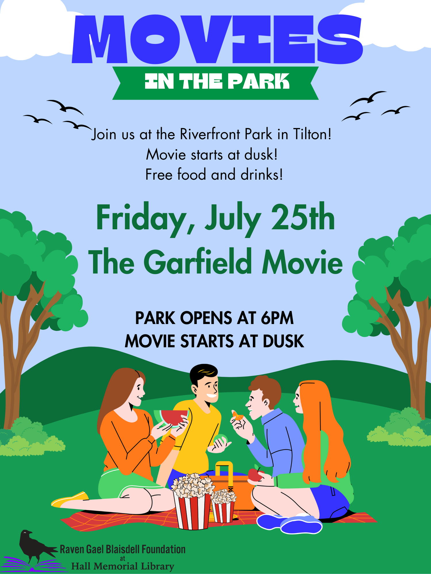 movies in the park the garfield movie july 25th 6:00pm