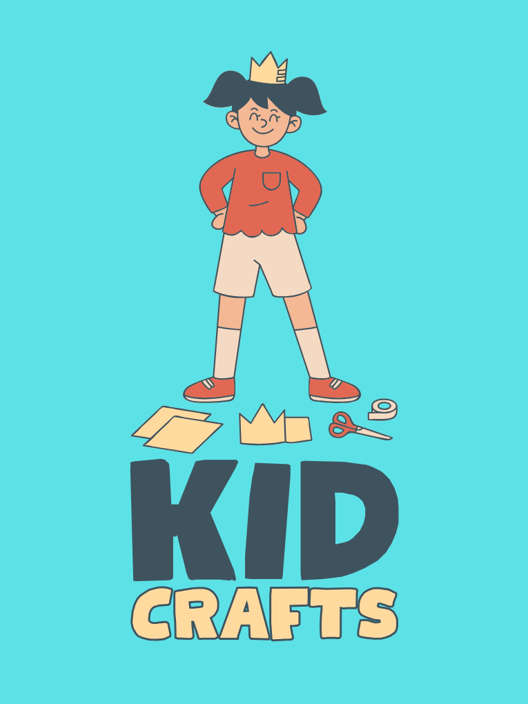kid standing on text that reads "kid crafts"
