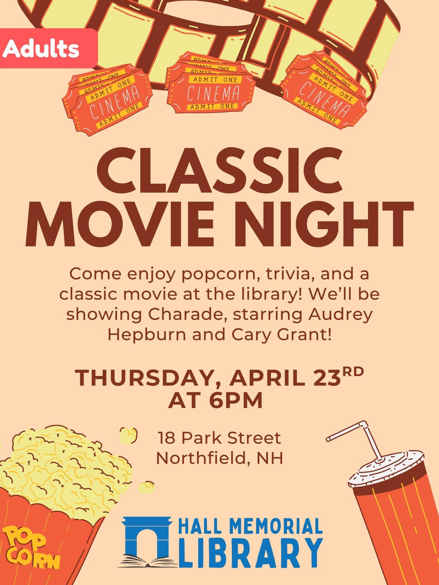 Classic Movie Night, new program at Hall Memorial Library