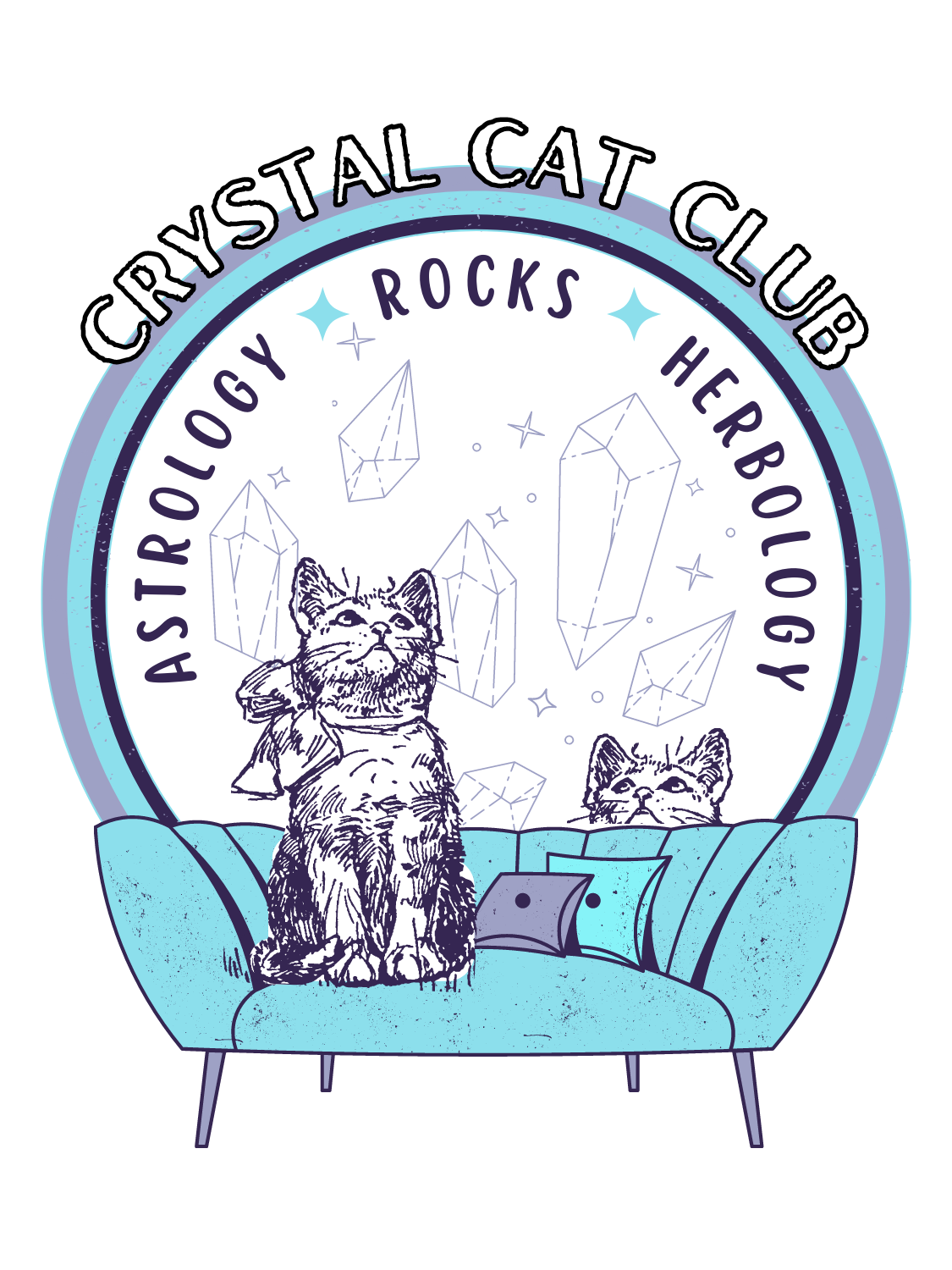 Crystal cats on a couch