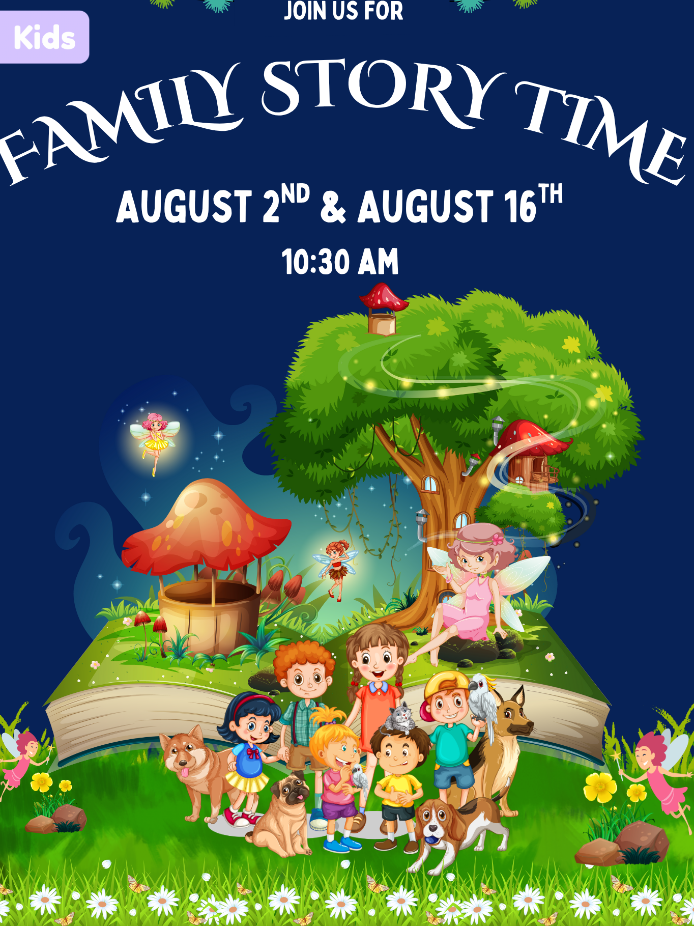 storytime flier fairytale characters