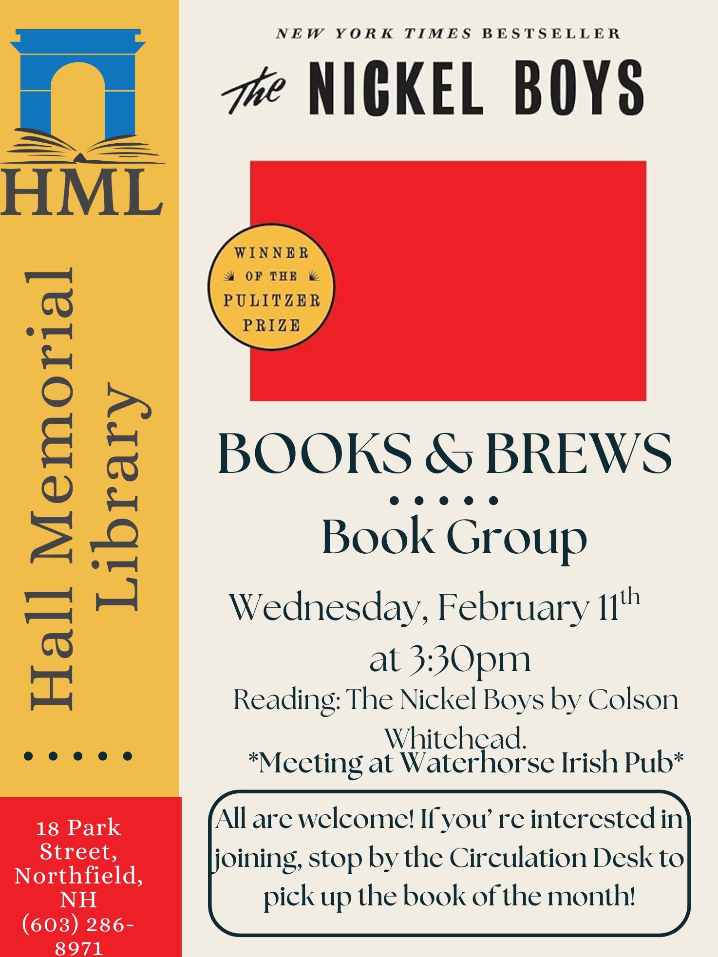 Reading: The Nickel Boys by Colson Whitehead for Books and Brews Book Club