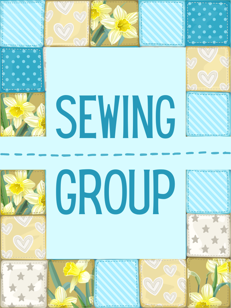 Quilted border around text: "Sewing Group"