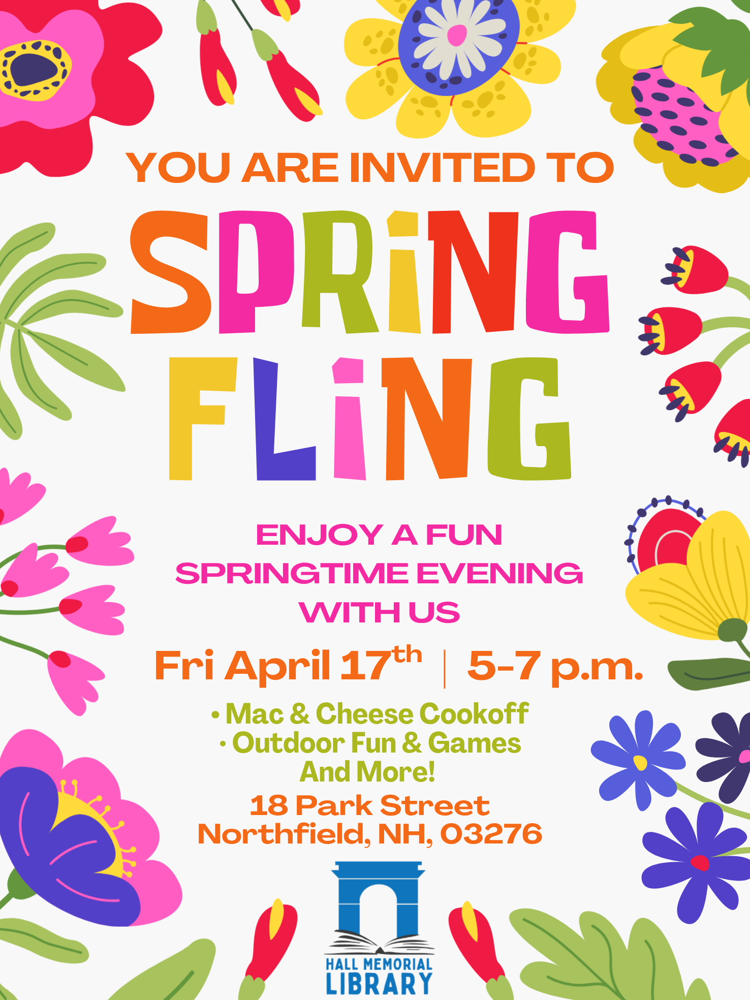 Spring Fling on April 17th at 5pm