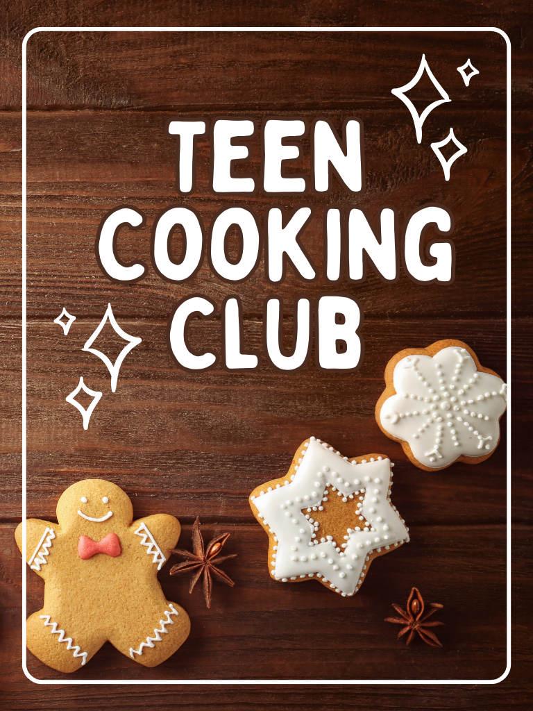 Teen Cooking Club. Gingerbread cookies on a wooden surface.