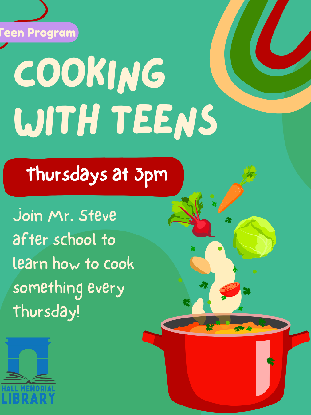 vegetables falling into a dutch oven. Cooking with Teens