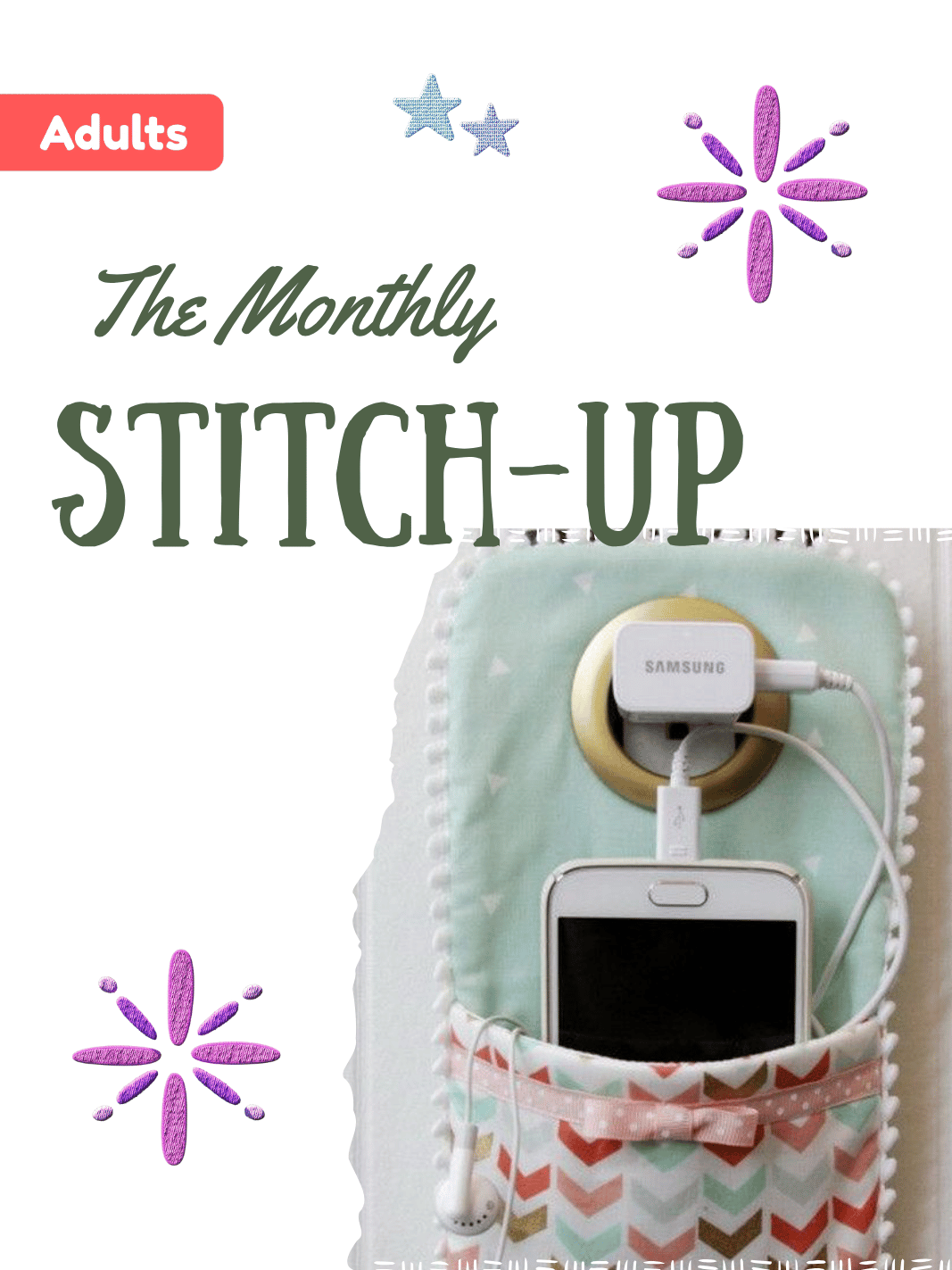This month at The Monthly Stitch-Up, we are making a fabric cell phone charger holder! *Registration is required*