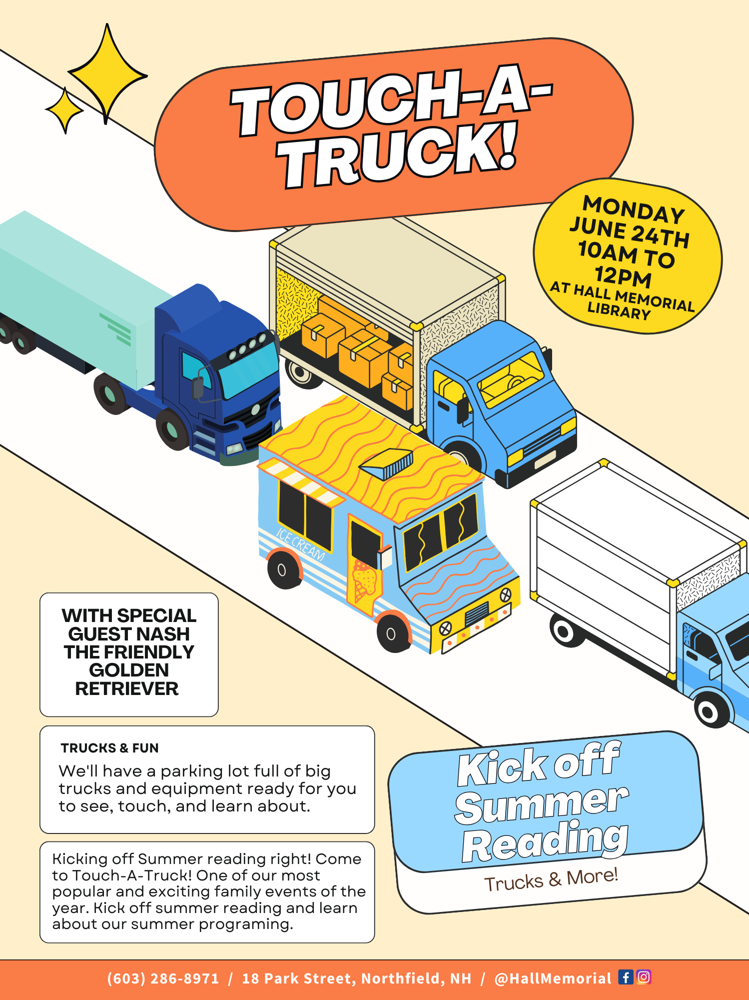 Touch-A-Truck! Monday, June 24th, 10am to 12pm