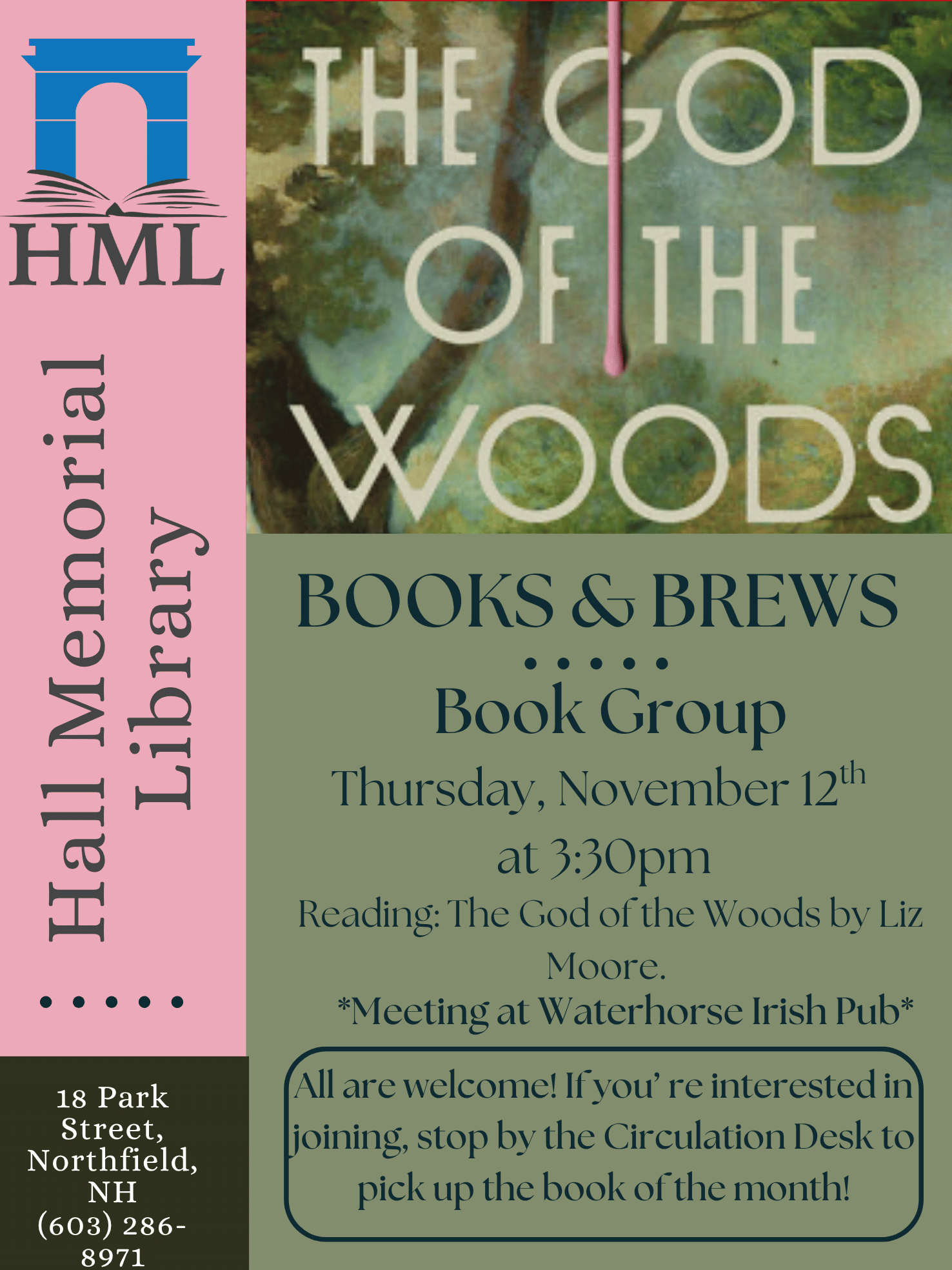Books & Brews at The Waterhorse 11/12 @ 3:30pm