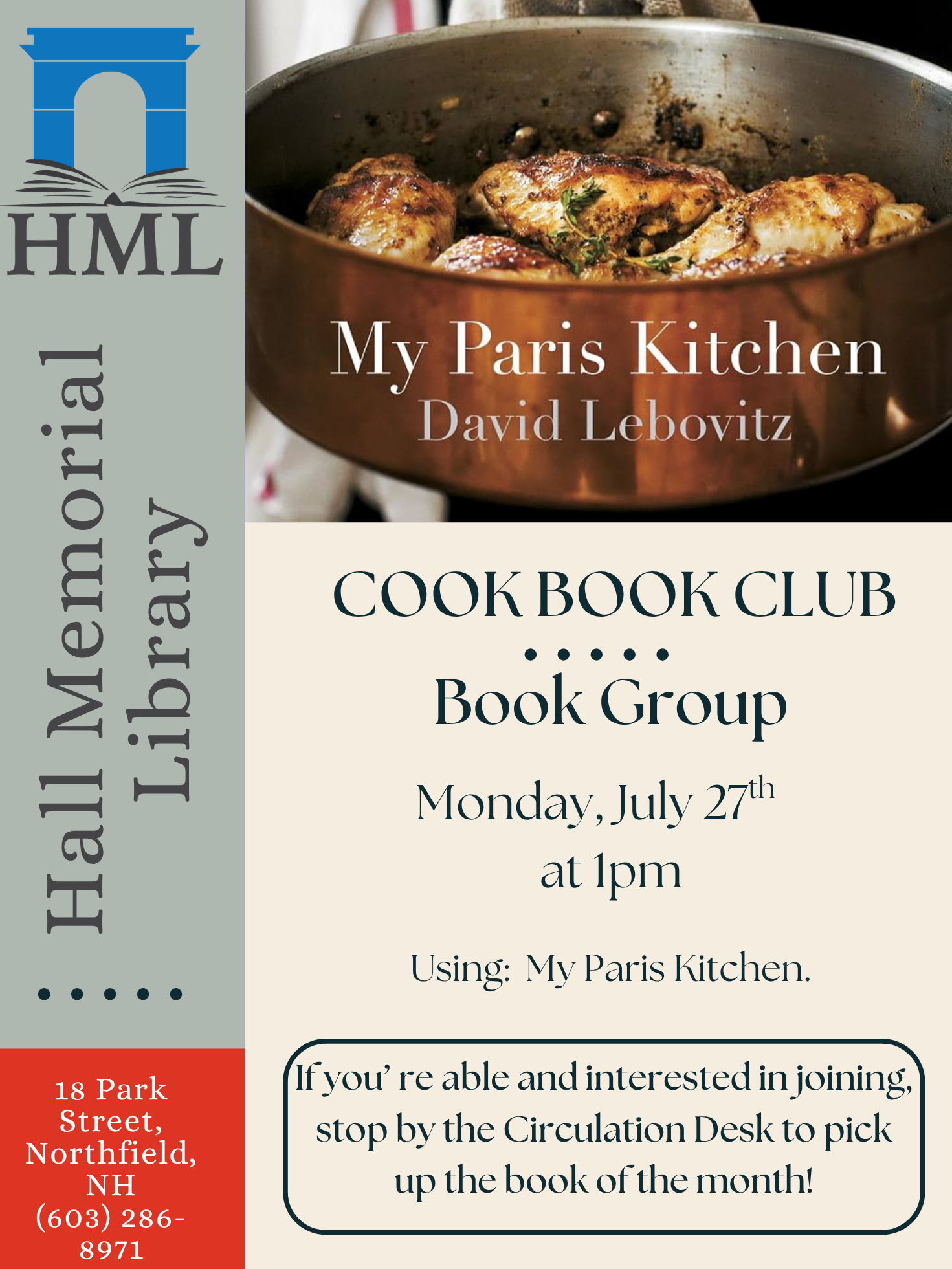 Cookbook Club (Mon 7/27 at 1pm) 