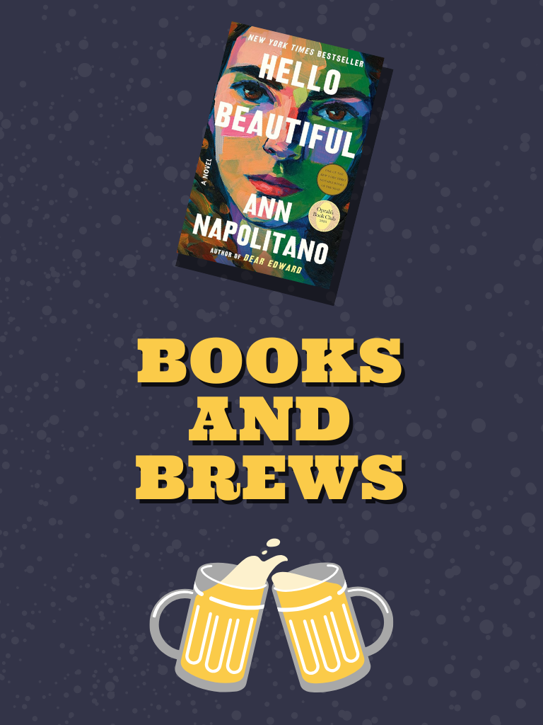 Cover of Hellow beautiful and beer mugs. text reads "books and brews"