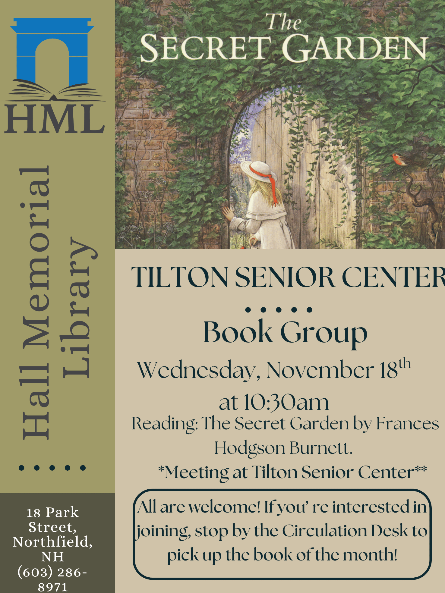 Tilton Senior Center Book Group is reading The Secret Garden
