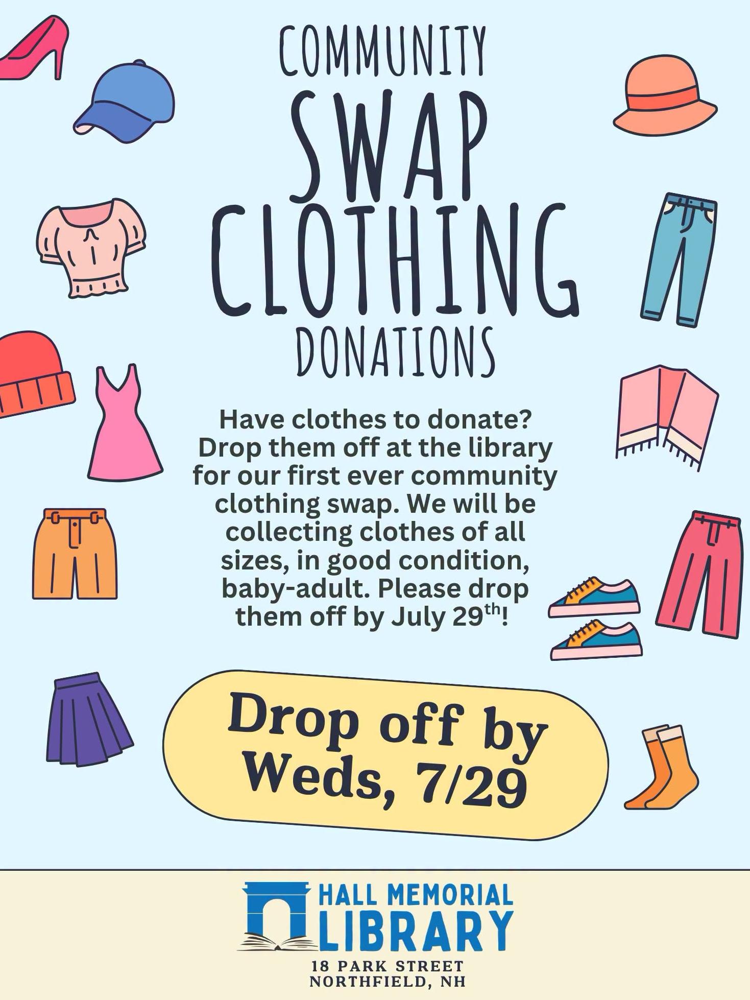 Accepting clothing donations until 7/29