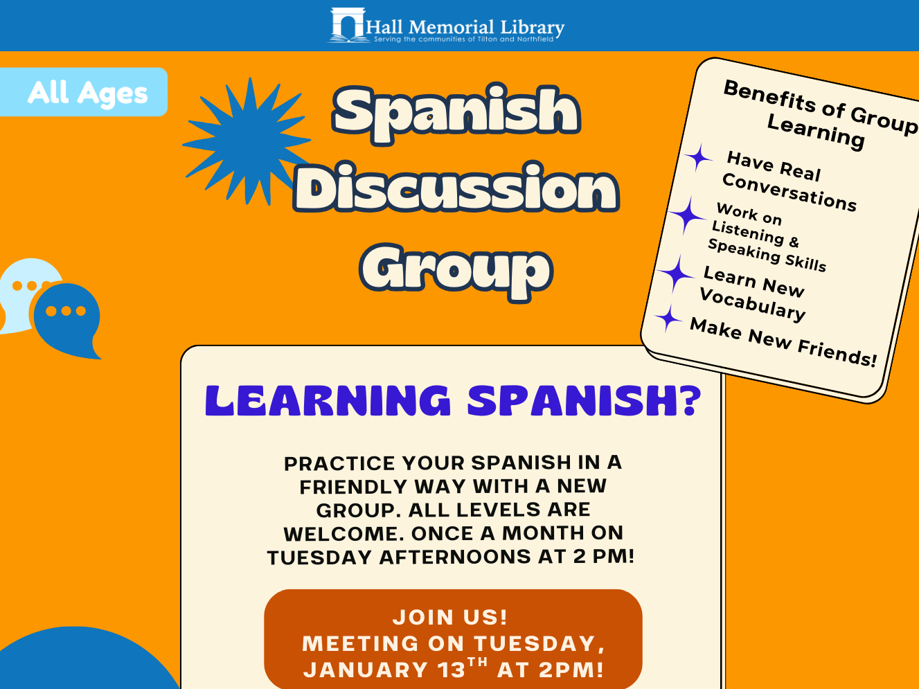 Spanish Group Discussion (Tues 1/13 at 2pm) 