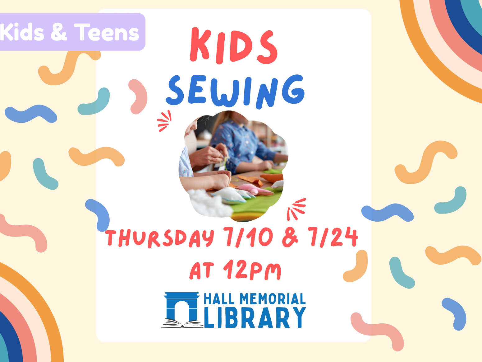 July 7/10 + 7/24 @ 12pm Youth Sewing