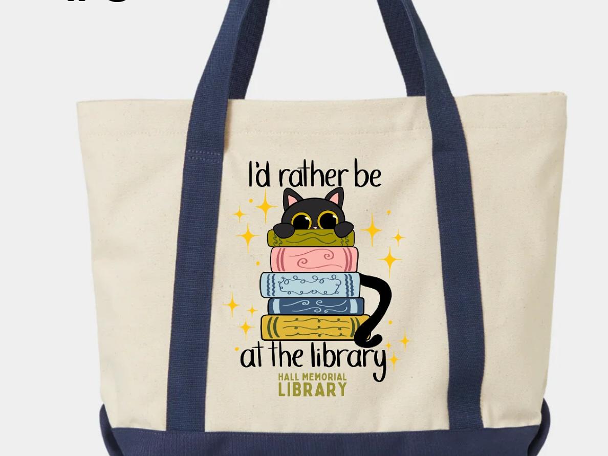 HML tote bag cat with books