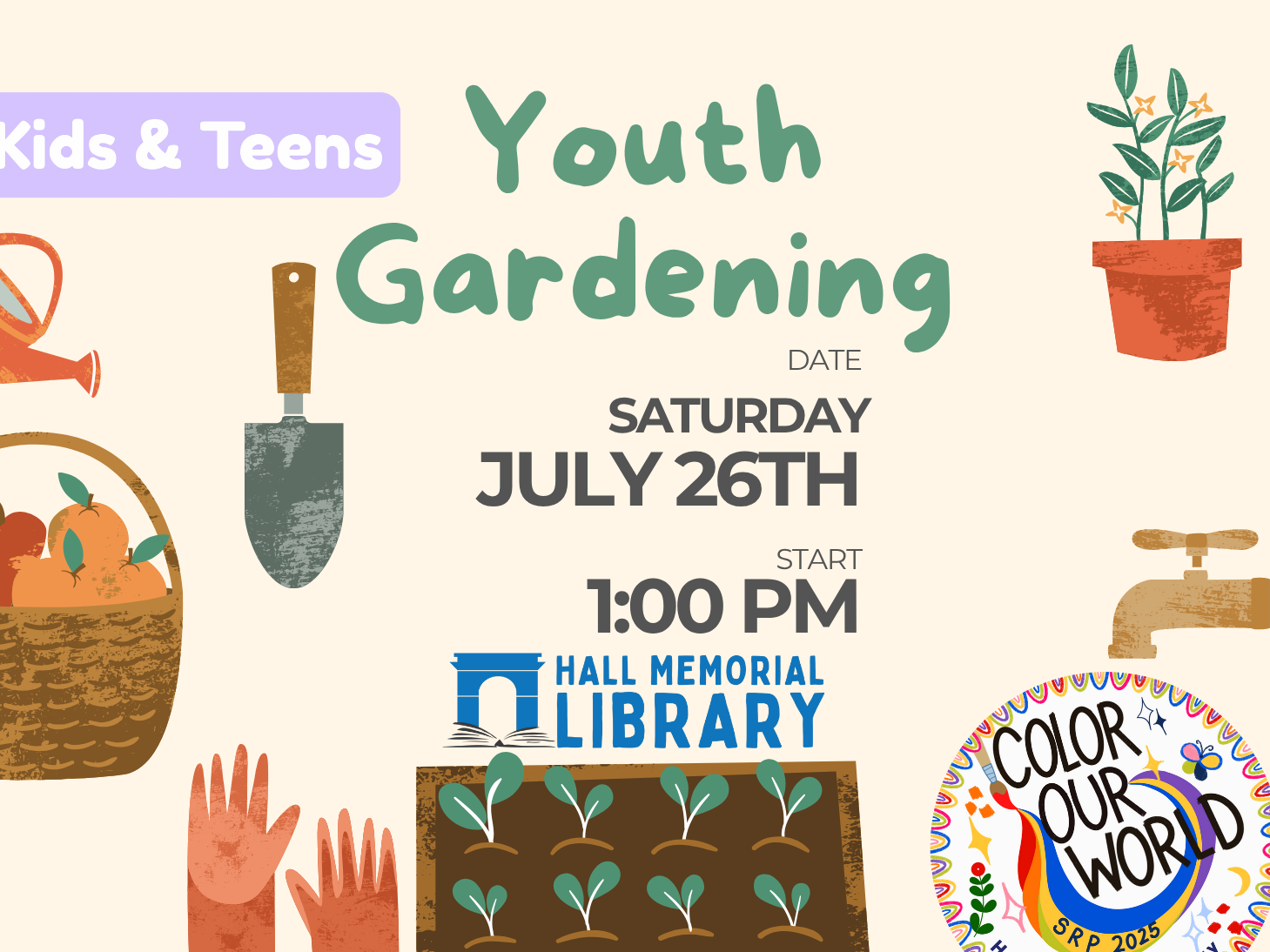 Youth Gardening @ 1pm on Saturday July 26th 